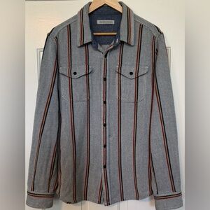 Outerknown Organic Cotton Stripe Flannel Shirt Jacket Shacket L